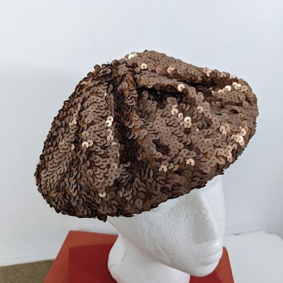 Sara Jane Full sequin hat Barret beanie rose gold brown - Picture 1 of 7